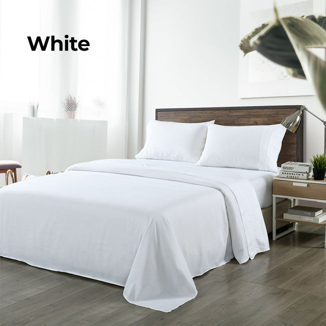 NNEDSZ Comfort Bamboo Blended Sheet & Pillowcases Set 1000TC Ultra Soft Bedding King White