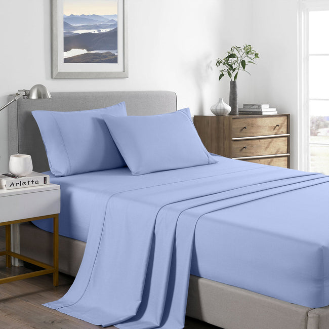 NNEDSZ Comfort 2000 Thread Count Bamboo Cooling Sheet Set Ultra Soft Bedding Single Light Blue