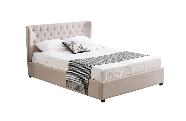 NNEDSZ Cambridge Tan Beige Linen Tufted Bed - king-0