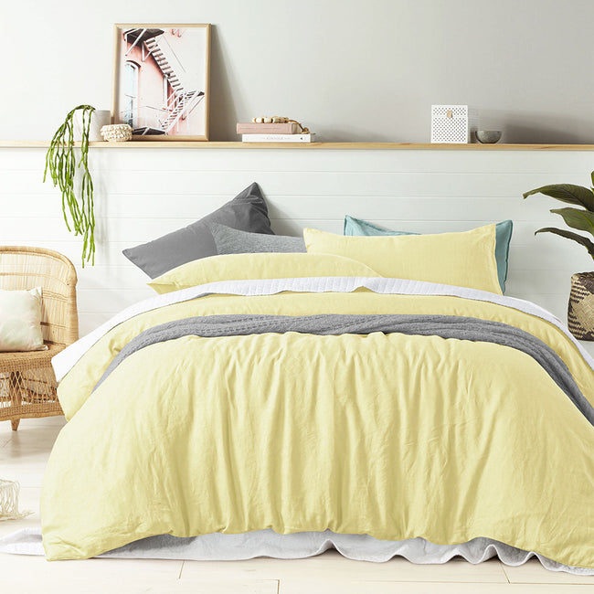 NNEDSZ Vintage Design Homewares 100% Linen Butter Quilt Cover Set Single-0