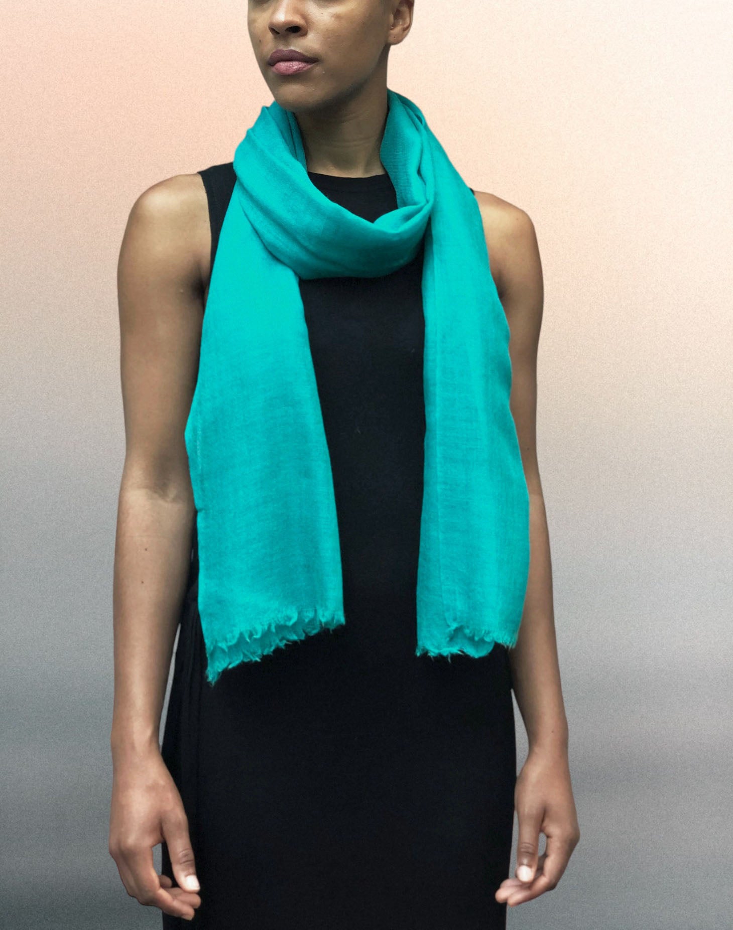 Teal Featherlight Solid Wool Scarf-6