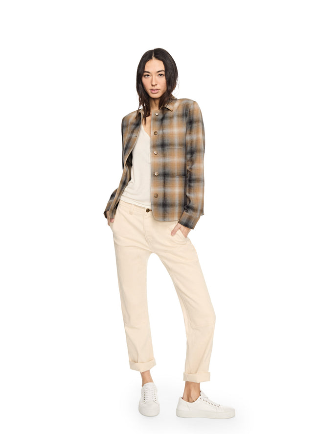 Linen-Blend Shadow Plaid Task Jacket-1