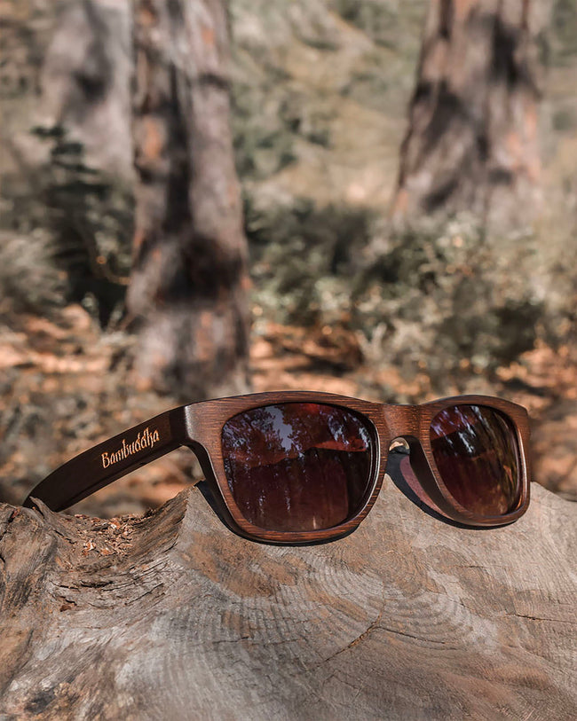 Classic Square Bamboo Sunglasses | Brown Polarized UV400 Floating Shades