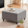 Grey Tufted Ottoman with Storage for Living Room-0