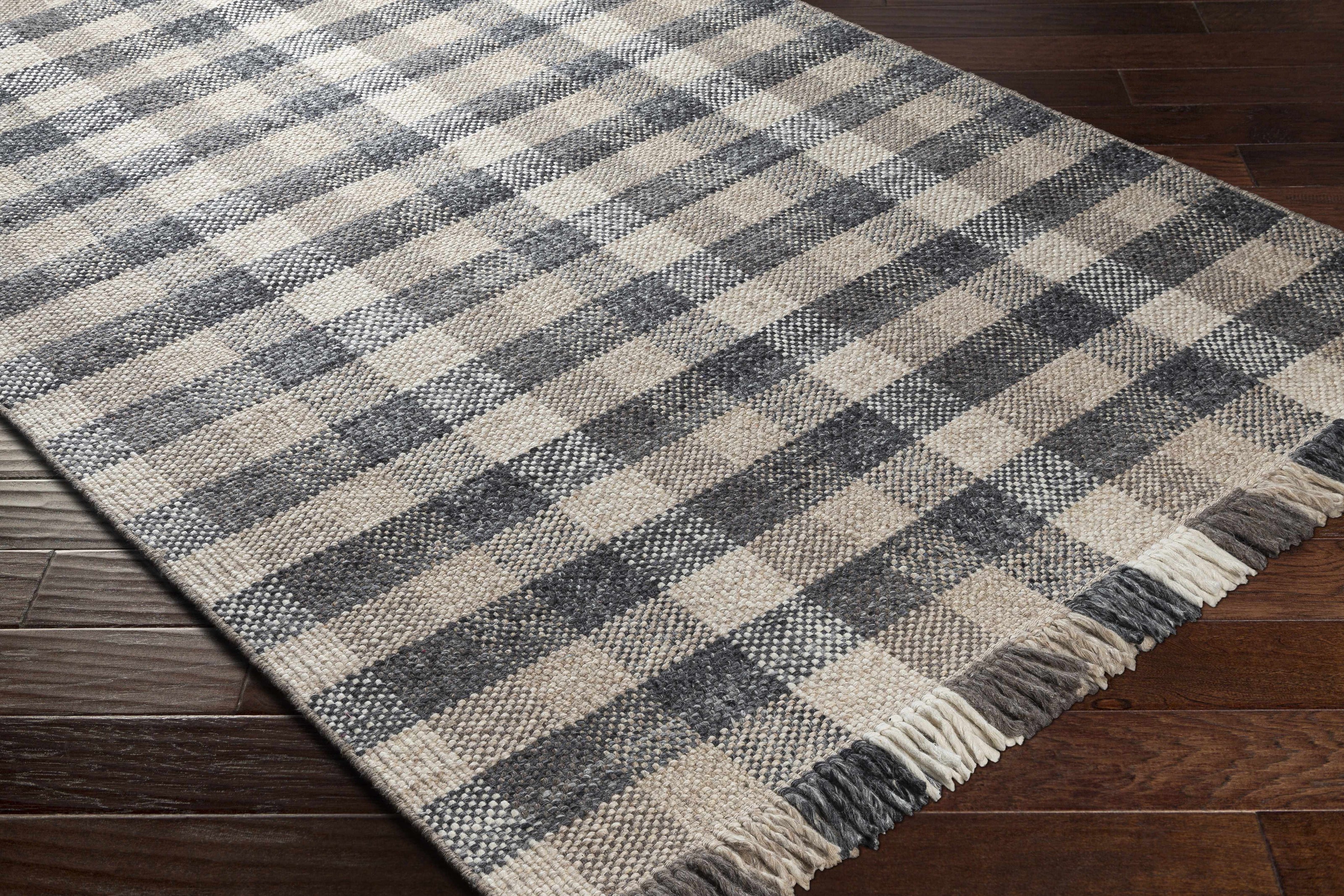 Chilliwack Gray Plaid Wool Rug-2