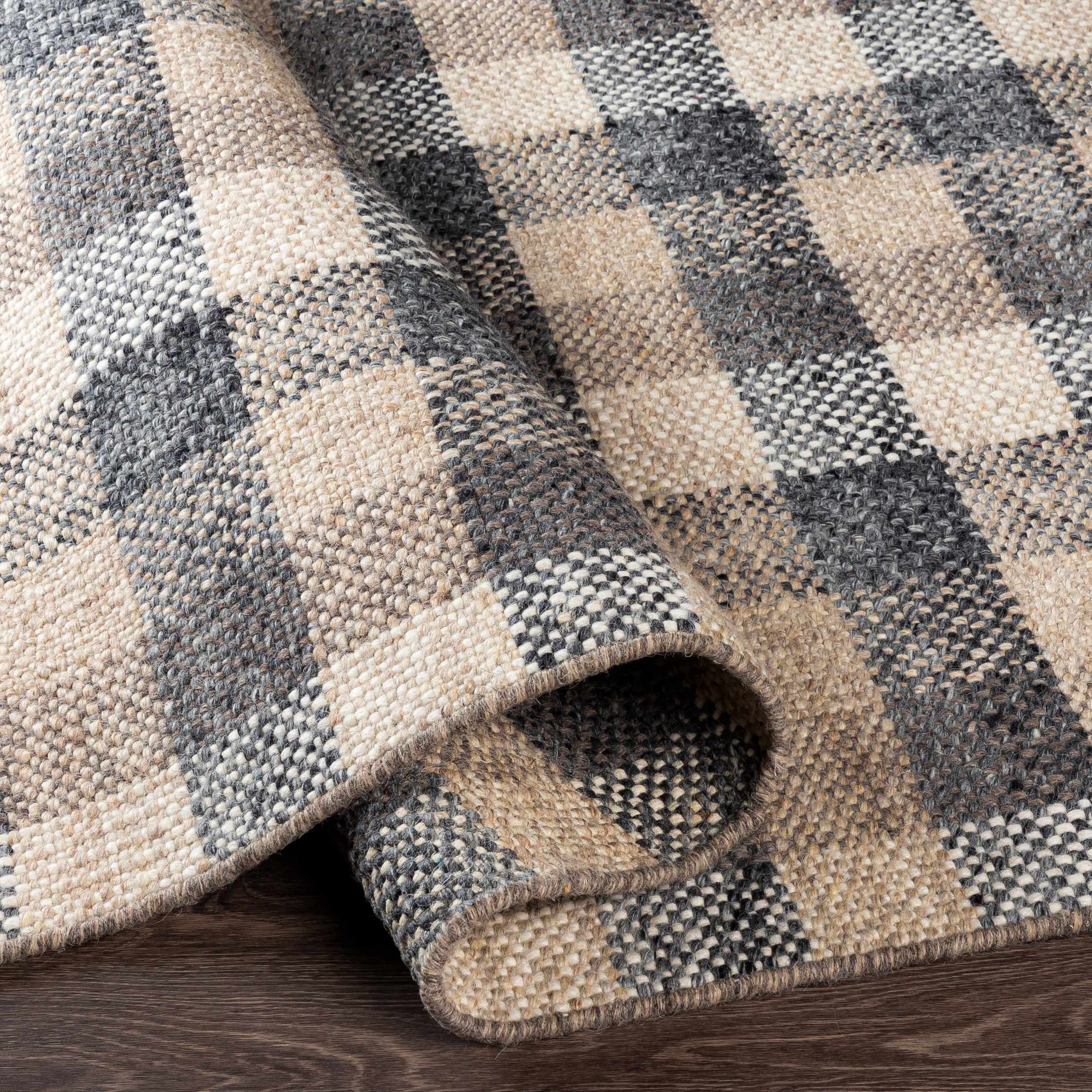 Chilliwack Gray Plaid Wool Rug-4