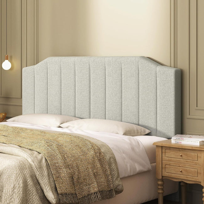 Linen Upholstered King Size Headboard with Easy Assembly-0