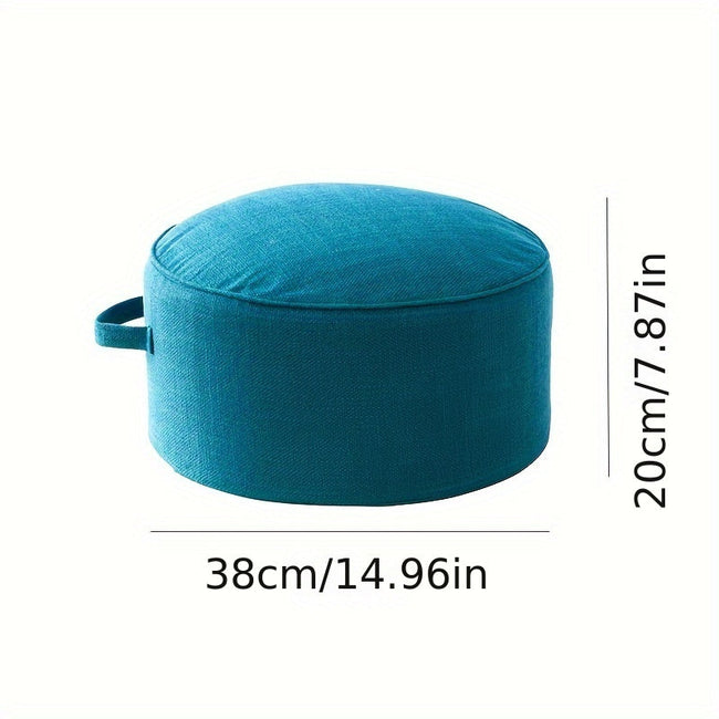 Thicken Linen Round Pouf Ottoman-1