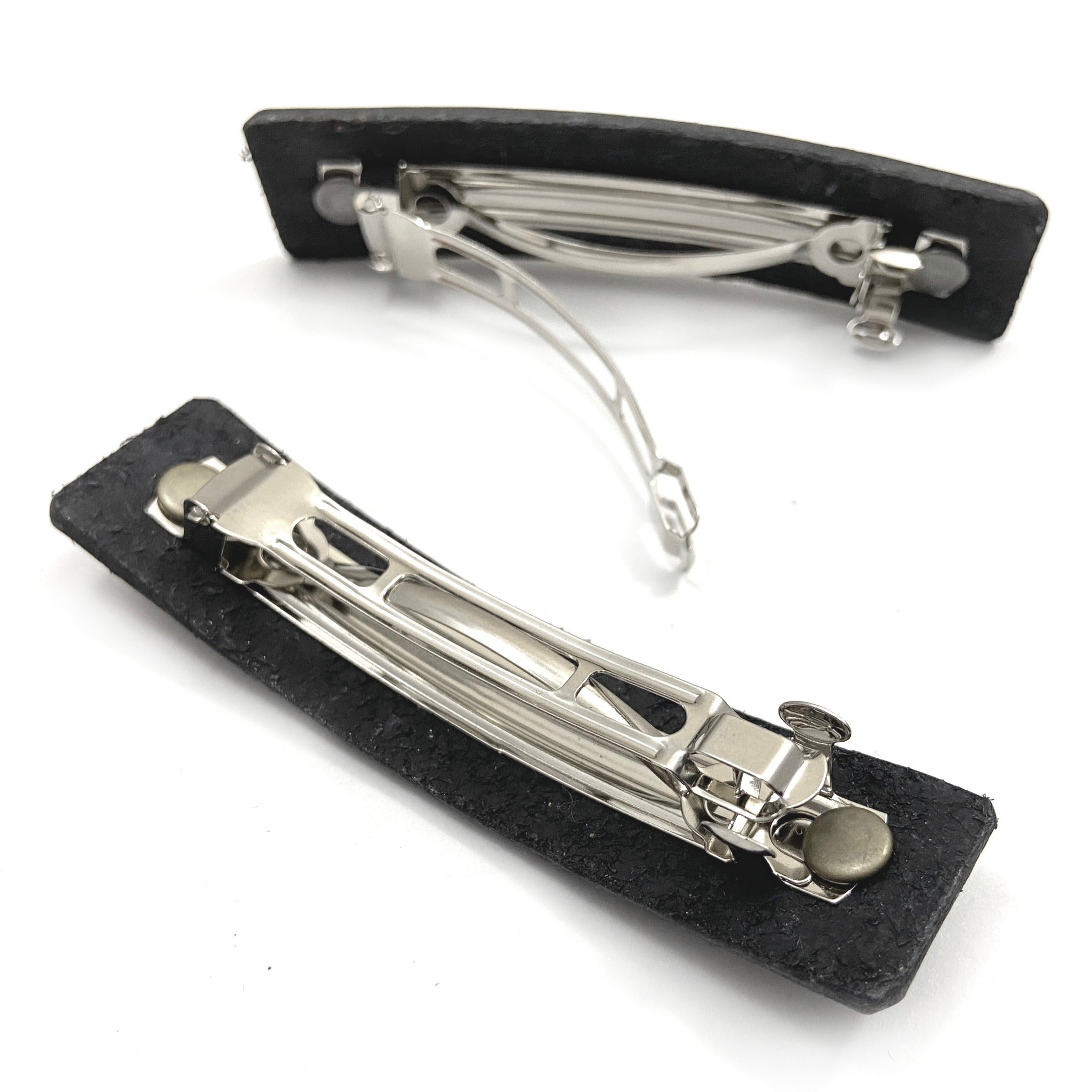 Silver and Dark Pink Mandala Leather Barrette-1