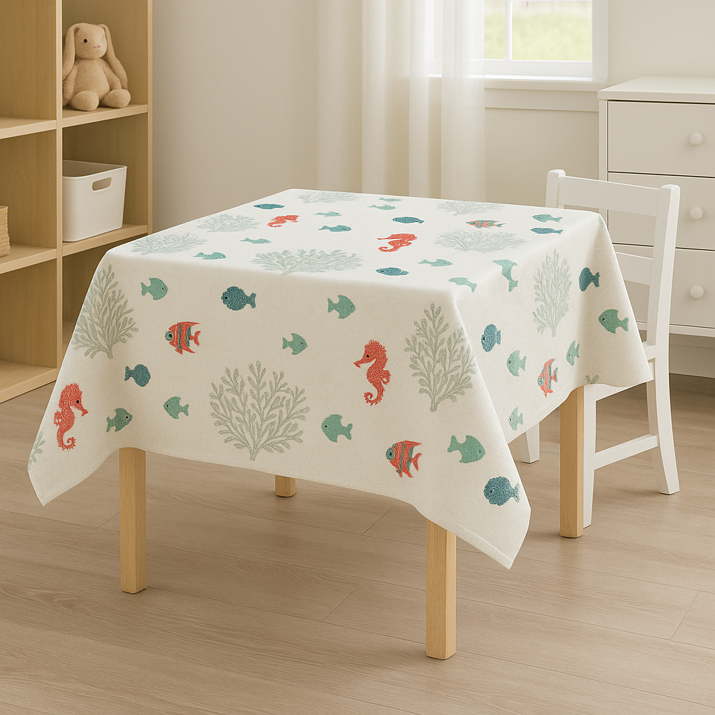 Embroidered Under-the-Sea Cotton-Linen Fabric 54