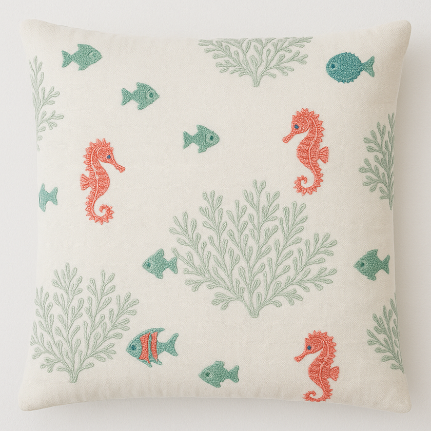 Embroidered Under-the-Sea Cotton-Linen Fabric 54