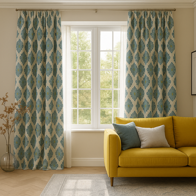 Luxury GOTS Linen Damask Curtains – Made-to-Measure, Blackout or Light-Filtering Liners-1