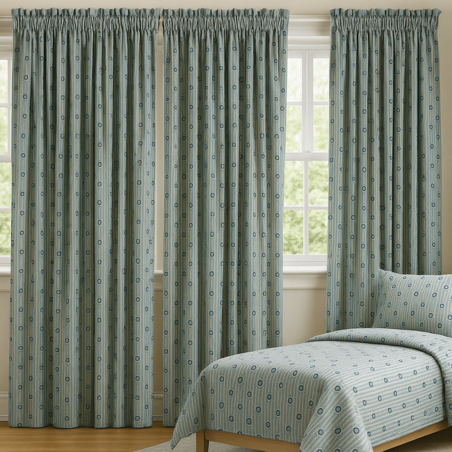 Nautical Anchor Pure Cotton Curtains – Blue Striped Kids Drapes, Light-Filtering or Blackout