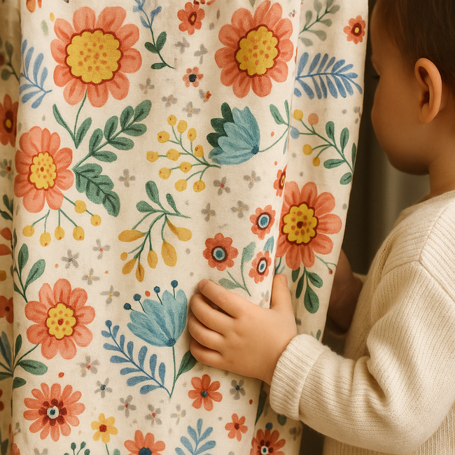 Floral Pure Linen Curtains - Custom Made, Extra Wide & Long, Light Filtering or 100% Blackout Lined, Rod Pocket or Hooks | Kids Room & Interior Design