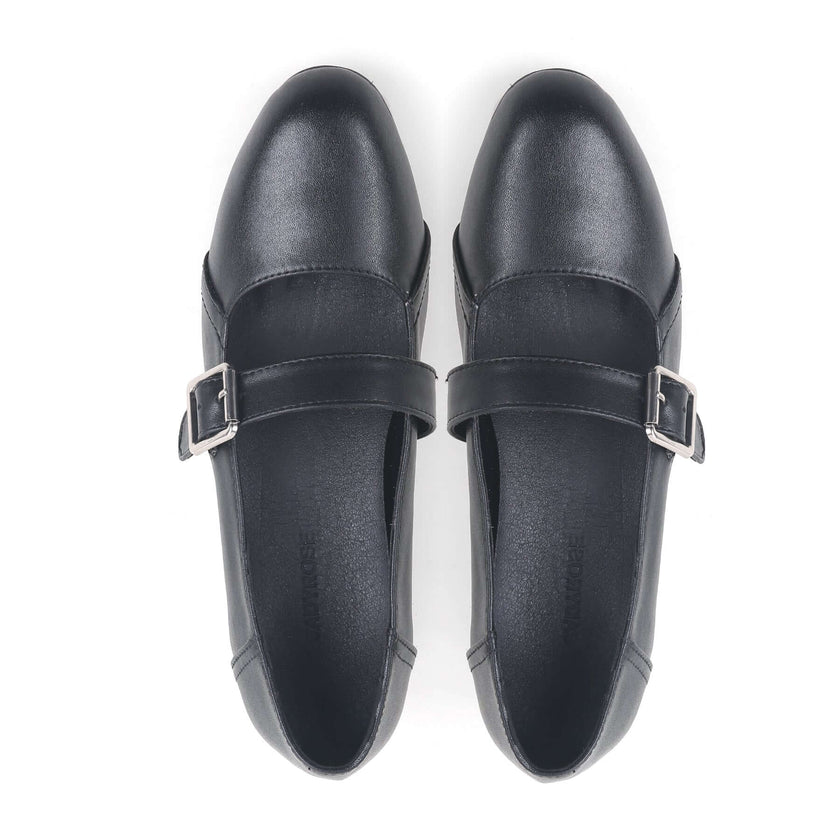 Casual Fringed Black Leather Mary Jane Shoes-4