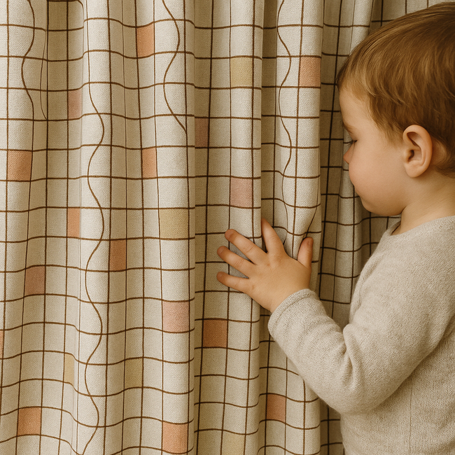 Geometric Pastel Linen Curtains – 5 Colours – Blackout or Light Filtering – Custom Sizes – Rod or Track Compatible