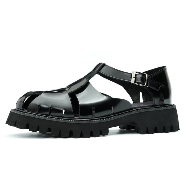 Glossy Calfskin Modern Roman Sandals for Men-1