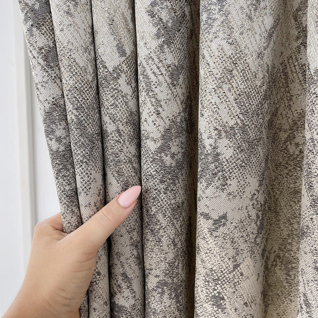 Textured Luxury Abstract Jacquard Cotton Curtains - Light Filtering or Blackout Window Drapes