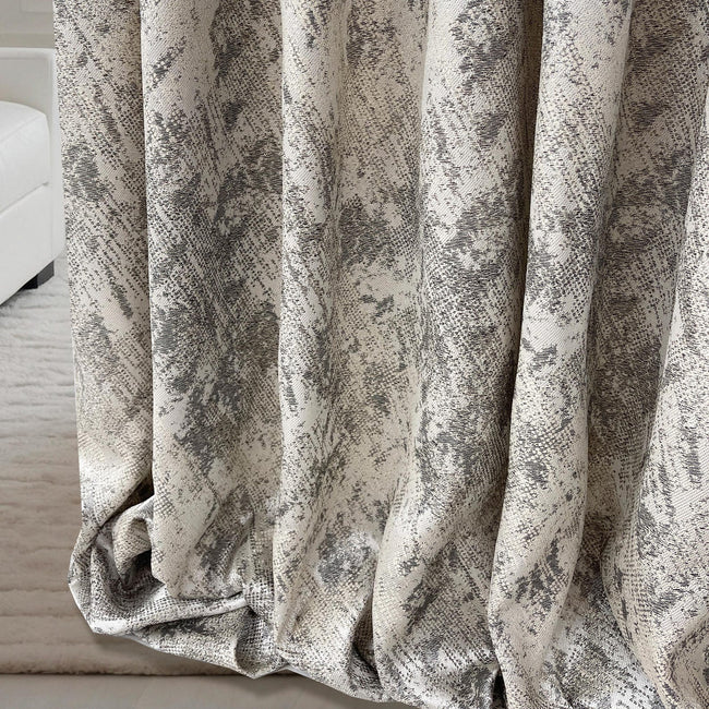 Textured Luxury Abstract Jacquard Cotton Curtains - Light Filtering or Blackout Window Drapes