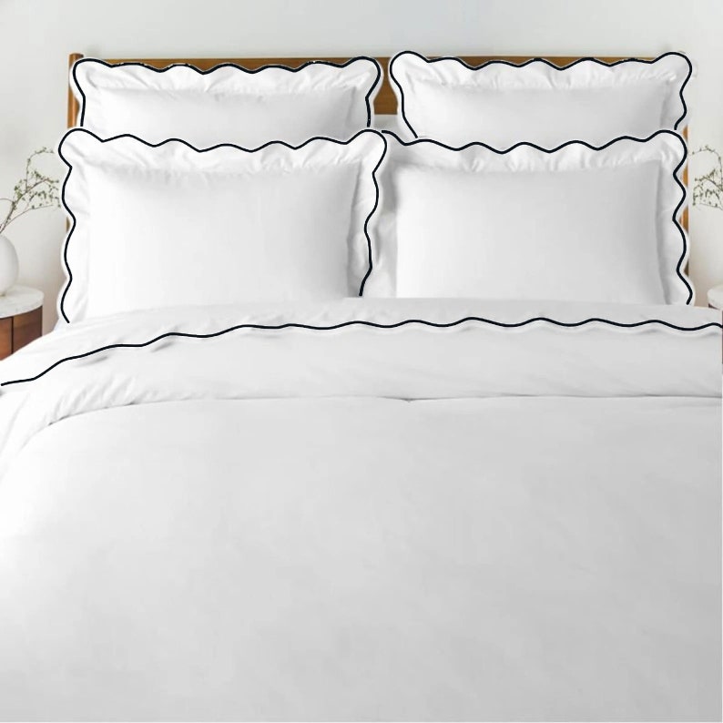 Waves - Linen Cotton Embroidered Edge Duvet Cover Sets-7