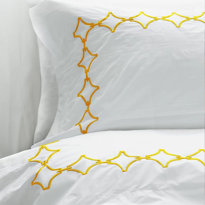 Links - Linen Cotton Embroidered Edge Duvet Cover Sets-4