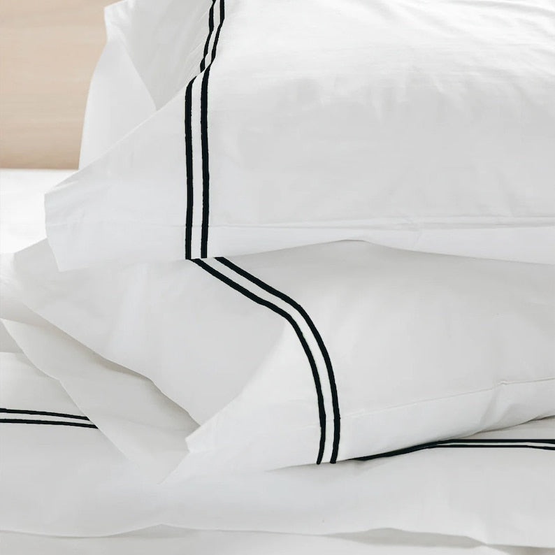 Tracks - Pure Linen Embroidered Edge Duvet Cover Sets-9