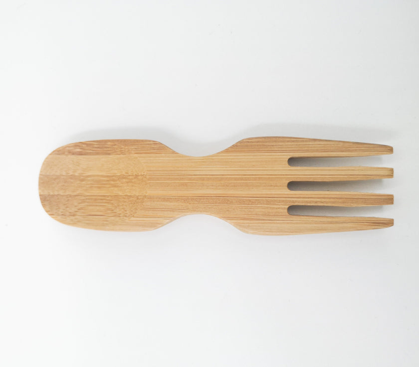 Natural Bamboo Spork-Zero Waste Free Of Plastic-Sustainable Cotton Pouch-2