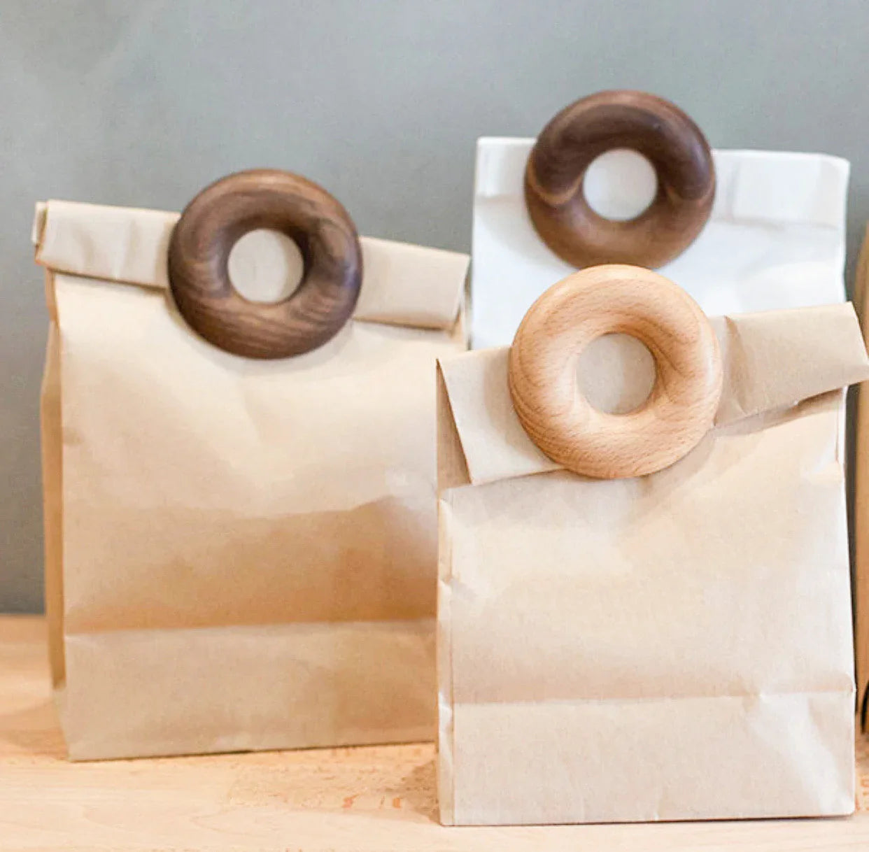 Wooden Donut Bag Clips-Eco Friendly Plastic Free Zero Waste Natural Reusable Bag Sealing Clips-4