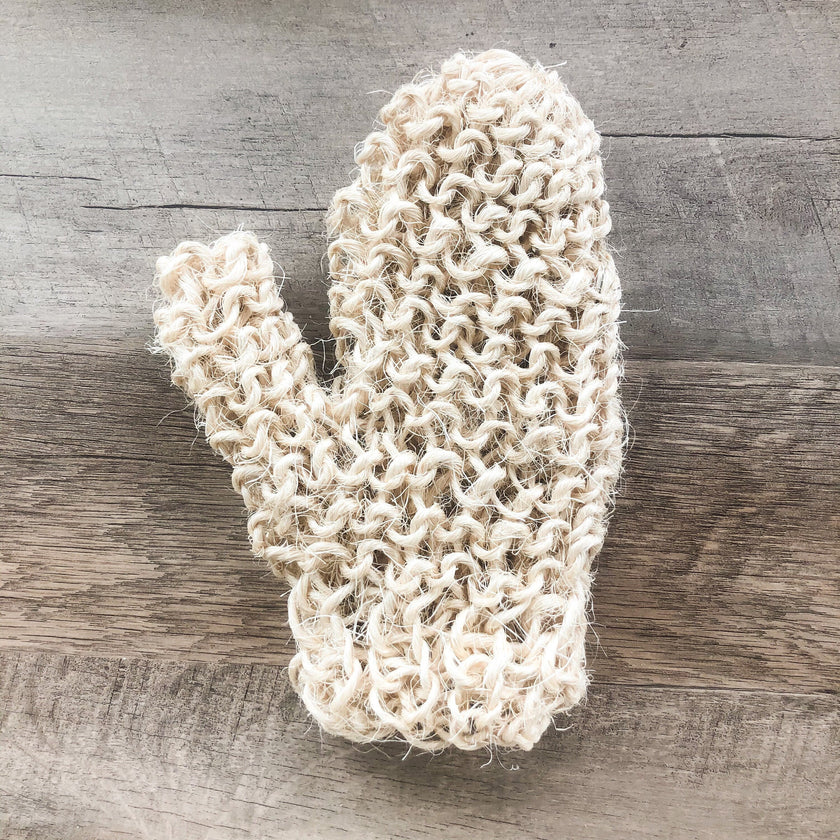 Natural Sisal Bath Mitt - Zero Waste Organic Exfoliating Bath Glove - Plastic Free Sustainable Shower-1
