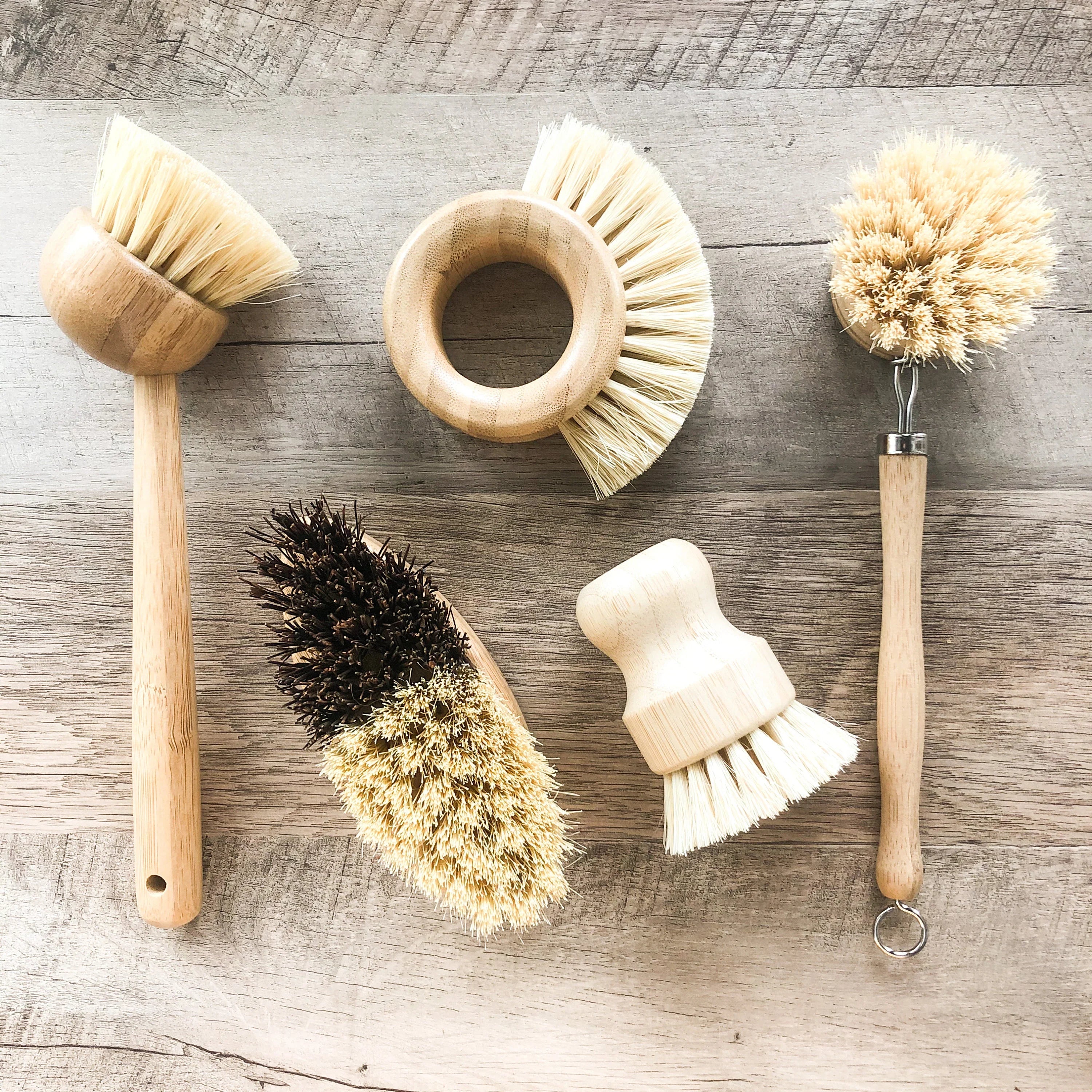 Natural Zero Waste Bamboo Kitchen Brush Set - Eco Friendly Plastic Free Sustainable Kitchen - Ultimate Set Of 5 Best Selling Bamboo Brushes-0