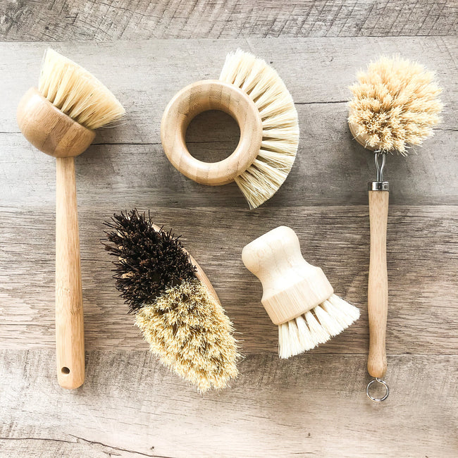 Natural Zero Waste Bamboo Kitchen Brush Set - Eco Friendly Plastic Free Sustainable Kitchen - Ultimate Set Of 5 Best Selling Bamboo Brushes-0