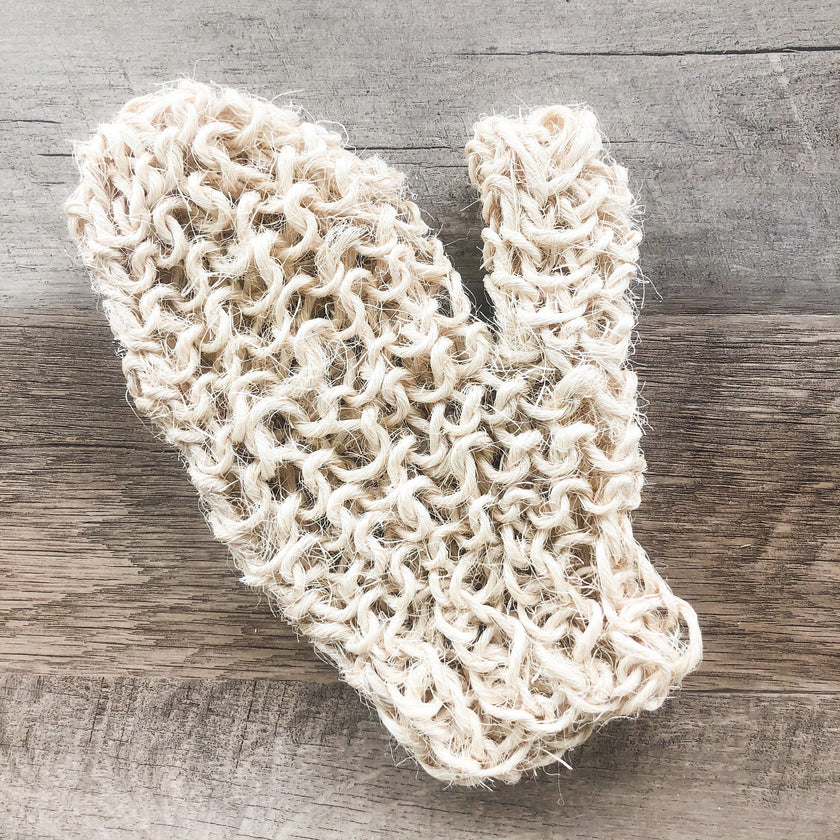 Natural Sisal Bath Mitt - Zero Waste Organic Exfoliating Bath Glove - Plastic Free Sustainable Shower-4