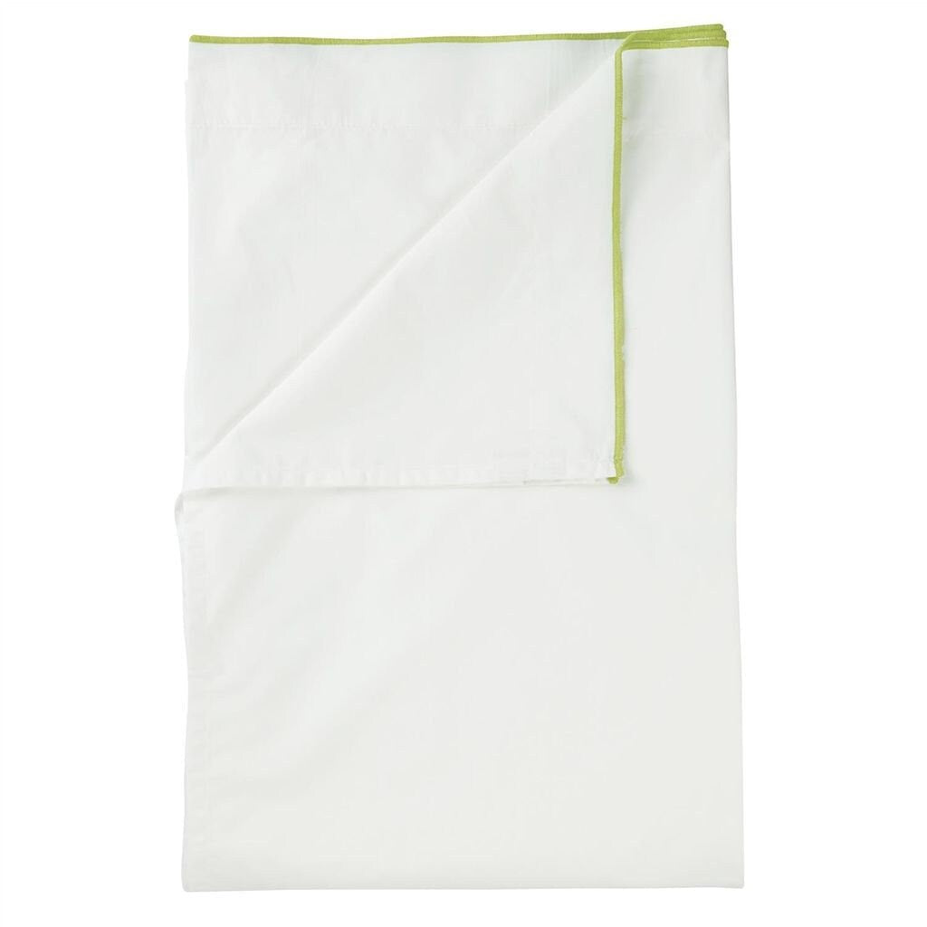 White with Lime Green Piping  - Pure Cotton, Pure Linen or Linen Cotton Mix | 3 Piece Piped Duvet Cover Set | Handmade | Pre-washed-2