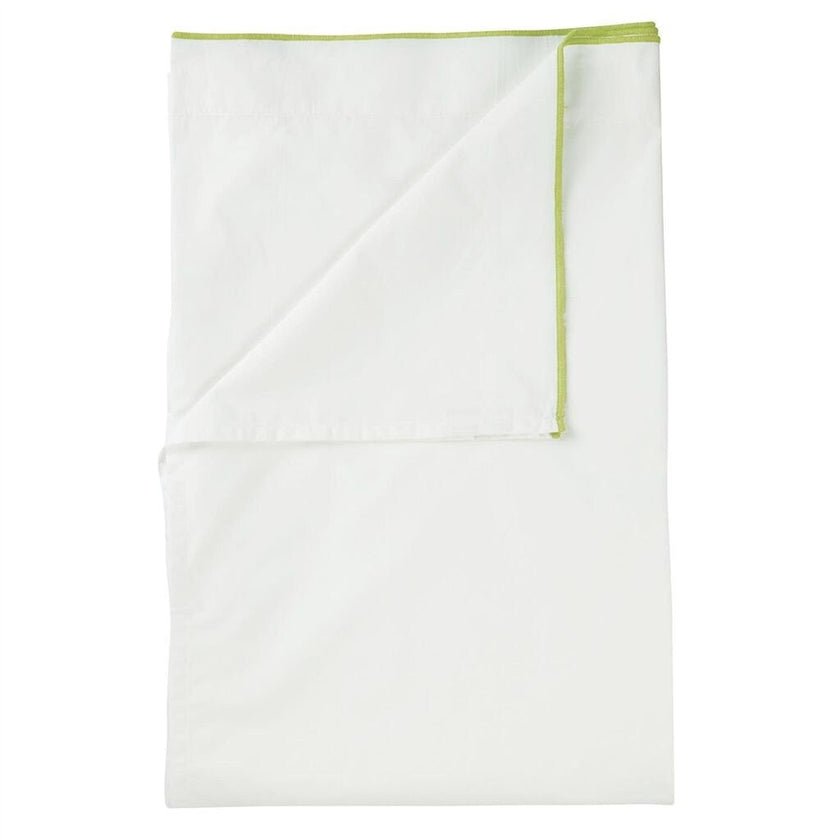 White with Lime Green Piping  - Pure Cotton, Pure Linen or Linen Cotton Mix | 3 Piece Piped Duvet Cover Set | Handmade | Pre-washed-2