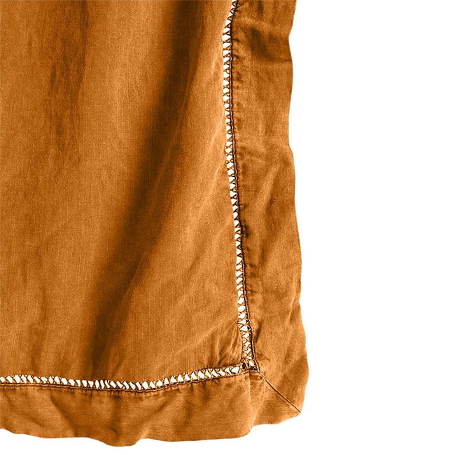 Embroidered Edge Mustard Yellow 100% Pure Linen | Linen Cotton Mix | 3 Piece Duvet Set | 4 Piece Sheet Set | Handmade | Pre-washed | Soft-1