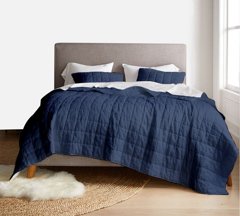 Box stitch - Linen Cotton Quilt Sets-10