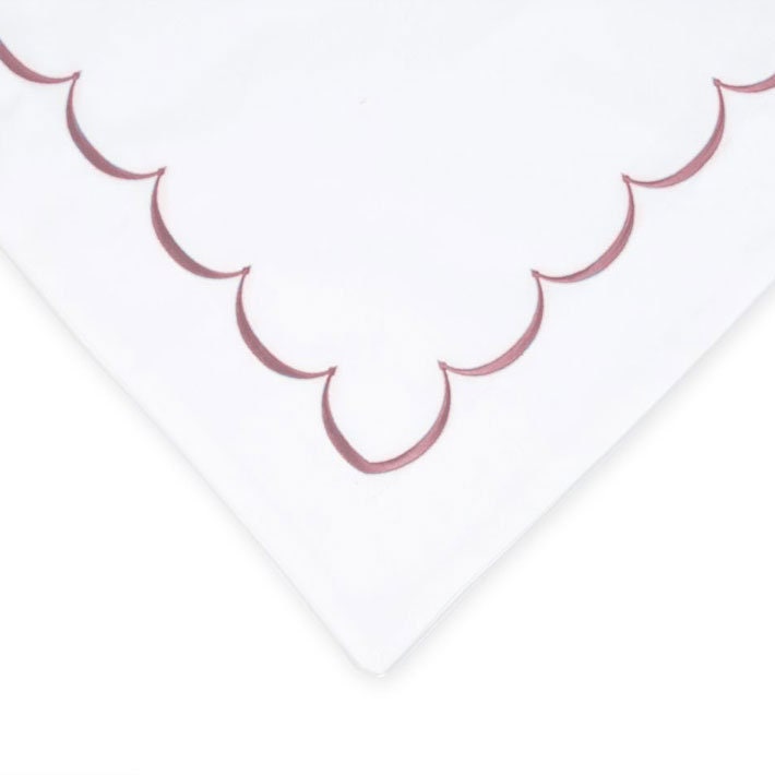 White with Bubblegum Pink - Cotton Sateen, Pure Linen, Linen Cotton Mix | 3 Piece Embroidered Edge Duvet Cover Set | Handmade | Pre-washed-3