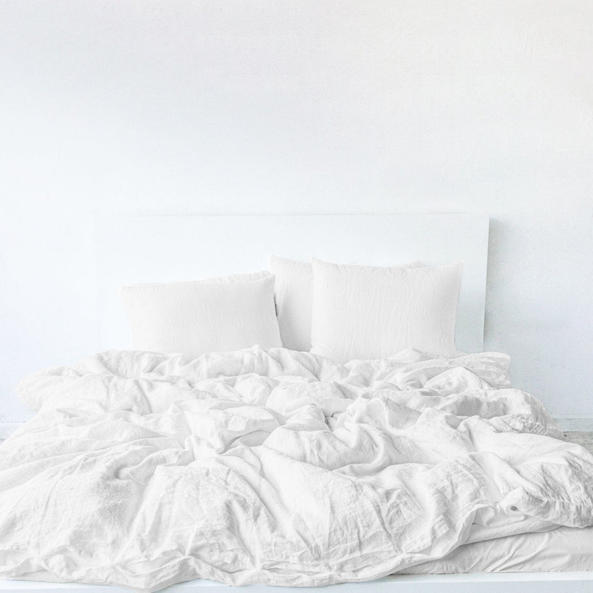 Raw Edged White - 100% Pure Linen | Linen Cotton Mix | 3 Piece Duvet Cover Set | 4 Piece Sheet Set | Handmade | Pre-washed | Soft-4