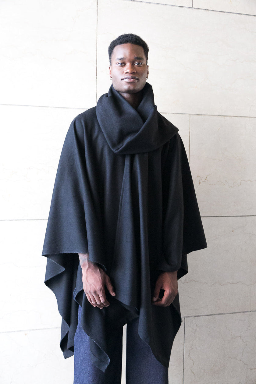 Black or white recycled wool scarf-4