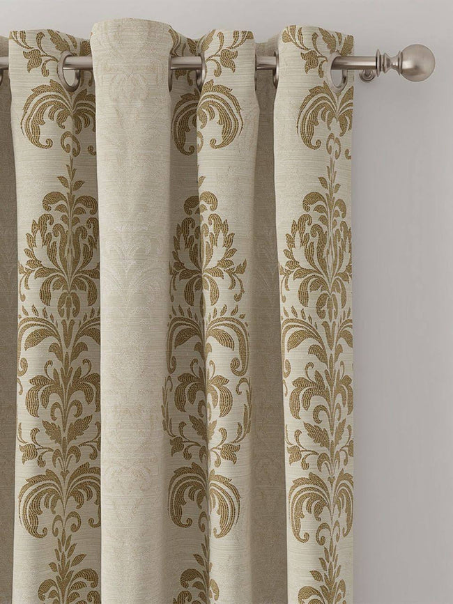 Linen Damask Curtains | Blackout Lining | Eyelet & More | Single or Pair