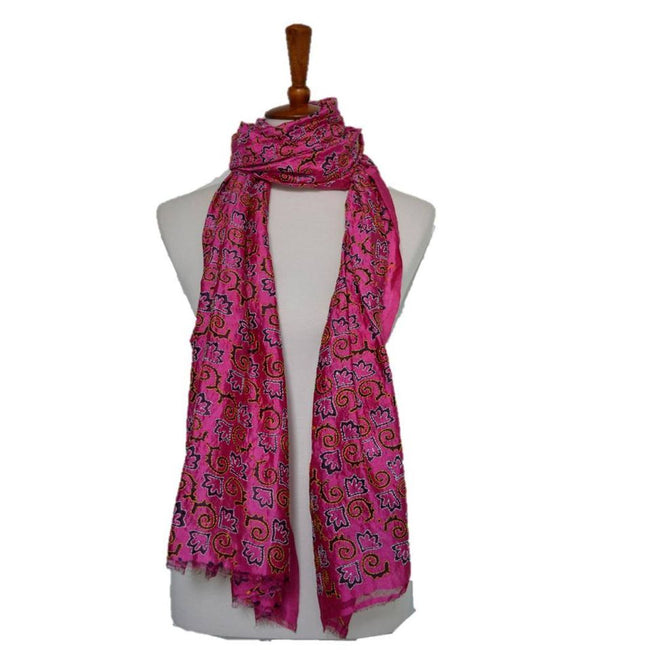 Embroidered Floral Silk Shawl-1