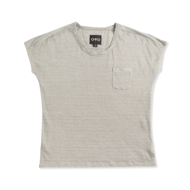Linen Stripe Pocket Tee (Blue Slate)-0