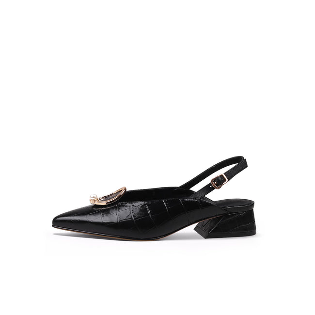 Pearl Retro Leather Slingback Sandals-0