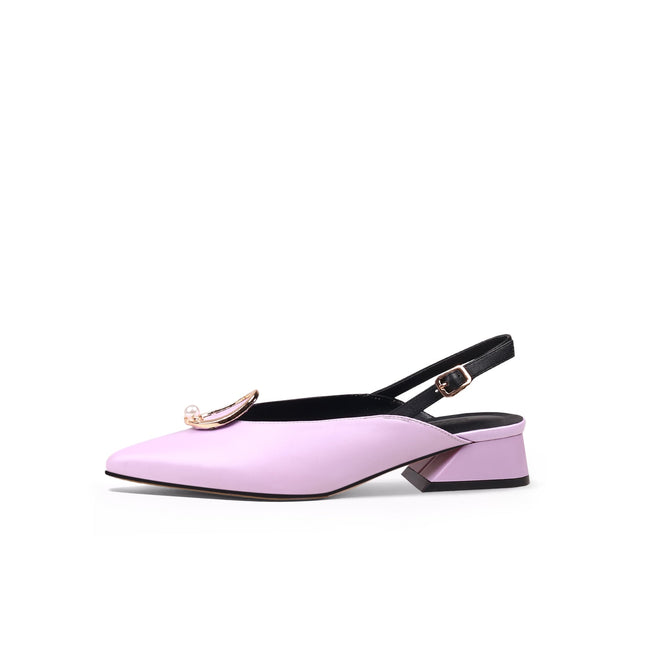 Pearl Retro Leather Slingback Sandals-5