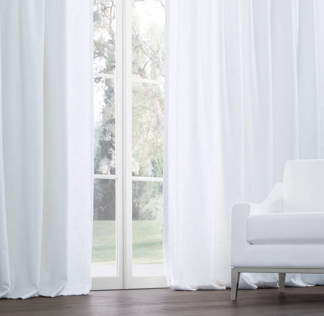 Euro Pinch Pleated Linen Curtains | Organic Italian Textured Weave | Light Filtering or Blackout