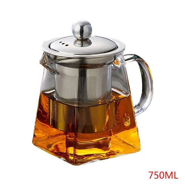 High Quality Borosilicate Glass Infuser Teapot With Stainless Steel Filter.-5