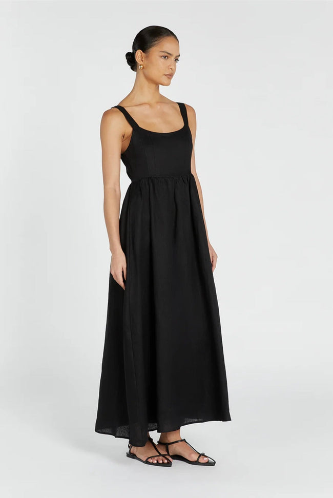 Black Linen Dress | Maxi Dress | Linen Dress | Linen Clothing | 100% Organic Linen