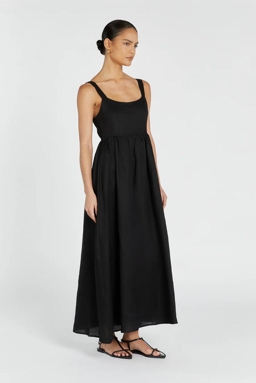 Black Linen Dress | Maxi Dress | Linen Dress | Linen Clothing | 100% Organic Linen