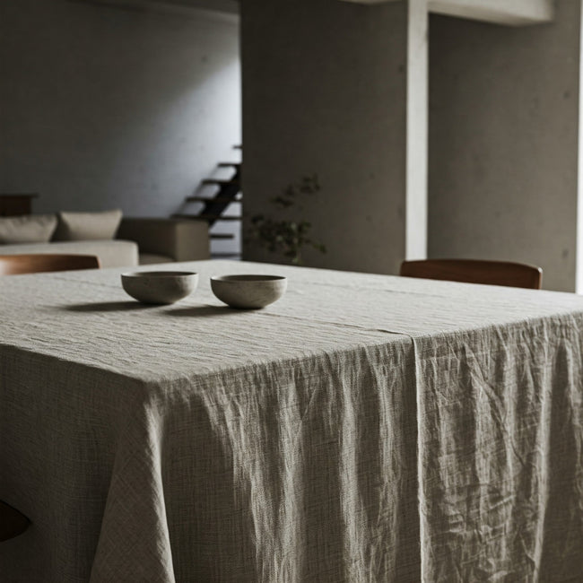 Natural Organic 100% Flax Linen Tablecloth UK - Undyed Rustic Table Cover for Home