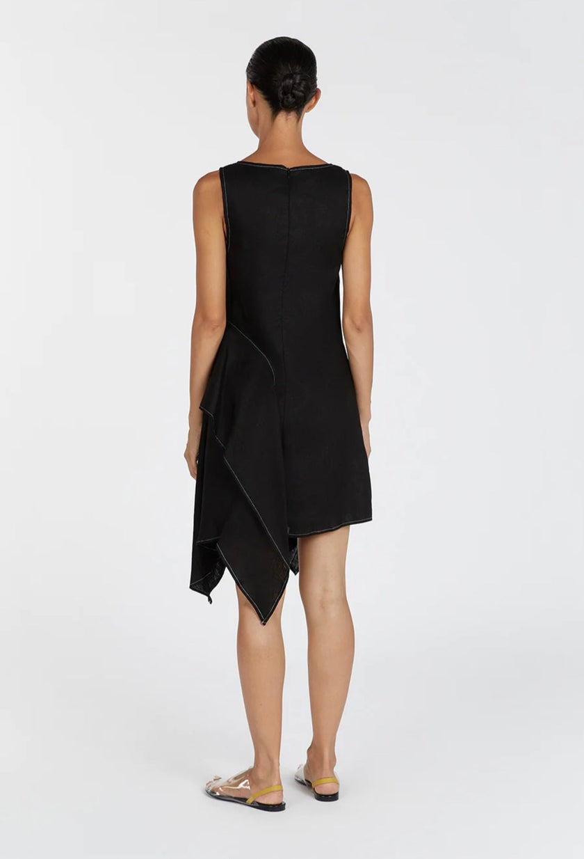 Black Linen Dress | Asymmetric Dress | Linen Dress | Linen Clothing | 100% Organic Linen